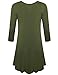 BELAROI Women's Plus Size Dress Fall Casual Swing 3/4 Sleeve T Shirt Loose Tunic Dress (3X, Army Green)