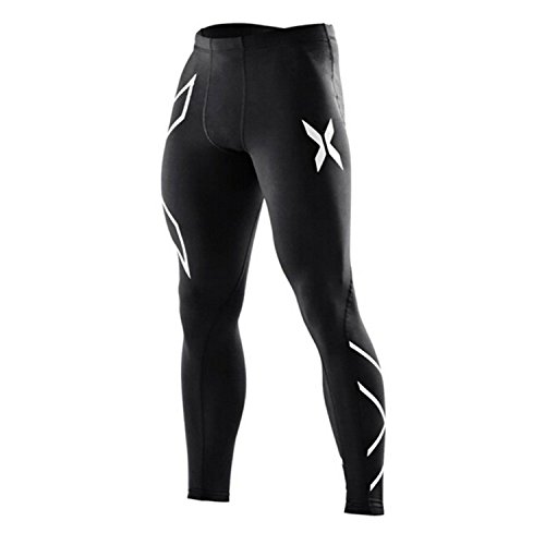YANGLIUSHU Cozy Mens Gym Brand Compression Tights Long Pants Pantalones Compression Silver M