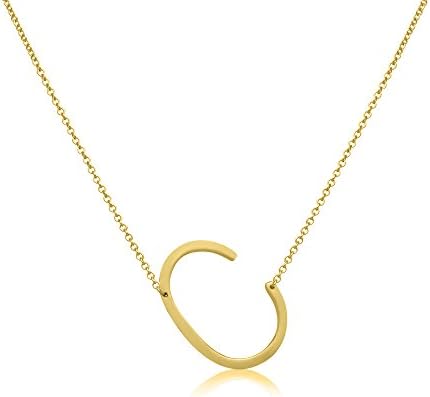 Beautiful Personalized XL Gold Plated Stainless Steel Side Initial with Your Choice of any Letter Necklace