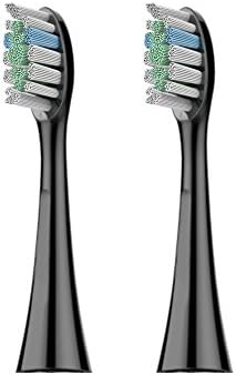 EC Technology Electirc Toothbrush Replacement Deep Clean Ergonomic Health Brush Heads Refill Set of 2 Compatible For EC Technology Automatic Sonic Toothbrush, Black