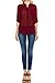 KLKD Women's 3/4 Roll-Up Sleeve Button Closure Henley Neck Top