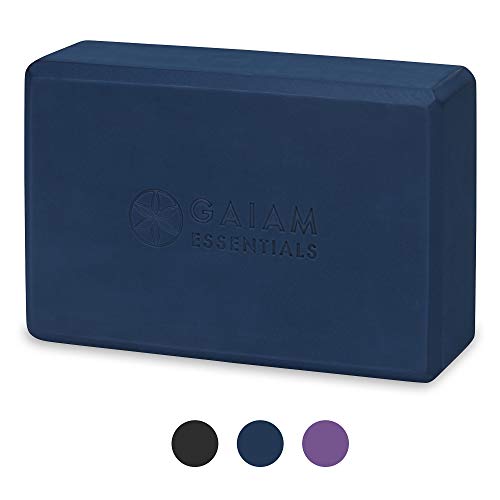 Gaiam Essentials Yoga Brick | Sold as Single Block | EVA Foam Block Accessories for Yoga, Meditation, Pilates, Stretching (Navy)