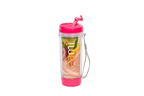 FRUIT INFUSER Water Bottle Tumbler with a Lid | 100% BPA FREE | Our Best Infusion Bottles for Infused Fruit, Smoothies, Tea, and Coffee | Double Walled Mug, Hot & Cold (13.5 Ounces, Pink)