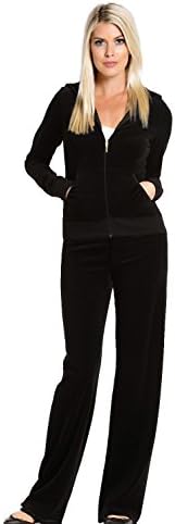 Tabeez Women's Premium Velour 2 Piece Tracksuit Matching Sweatsuit Jogging Set