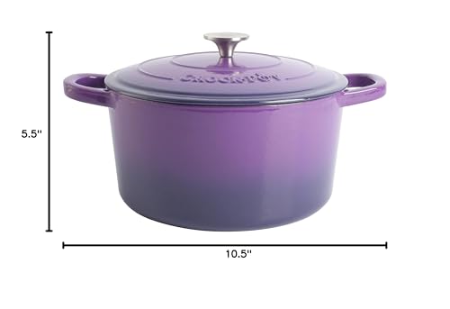 CROCK-POT ARTISAN 7-QUART ROUND ENAMELED CAST IRON DUTCH OVEN – LAVENDER PURPLE, DURABLE HEAVY-DUTY COOKWARE FOR SLOW COOKING, BAKING, ROASTING WITH LID