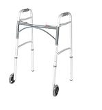 Walker Deluxe Folding 2 Button with Front 5" Wheels By Healthline Trading