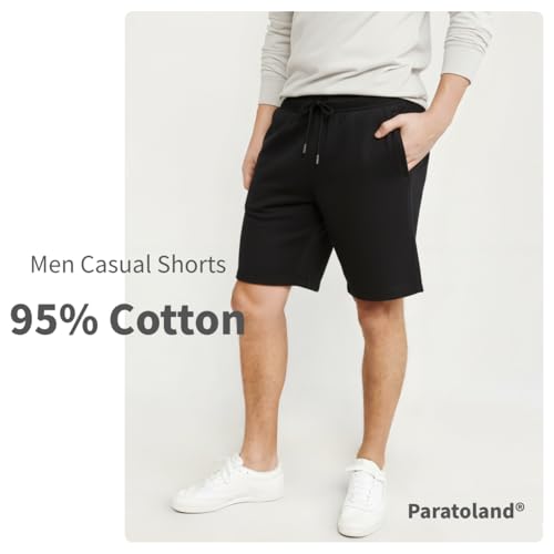 D-Sport Men's Cotton Short Pants - Drawstring Sport Shorts for Men - Casual Shorts Gym Sweatpants with Elastic Waist and Two Deep Zipper Pockets