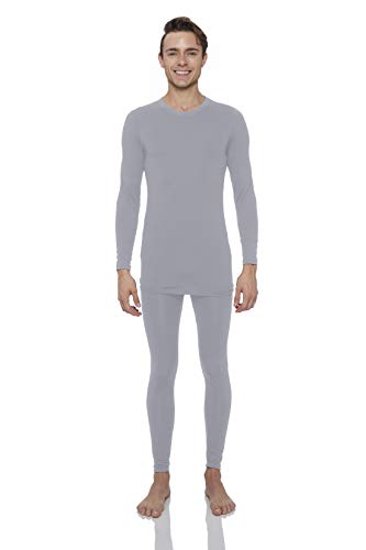 ROCKY Thermal Underwear for Men Fleece Lined Thermals Men’s Base Layer Long John Set Grey