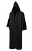 Jila Men Tunic Hooded Robe Cloak Knight Gothic Fancy Dress Halloween Masquerade Cosplay Costume Cape (M, Adult Black)