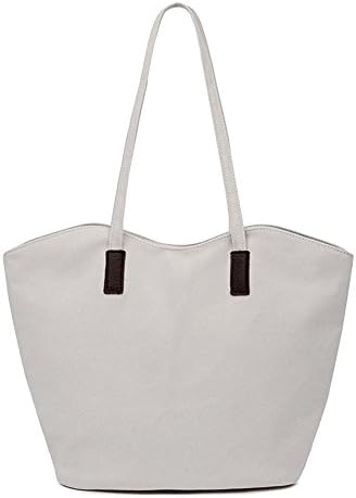 WLE A018 White Comfort HOBO Medium Size Canvas Solid Pattern Design Waterproof Shoulder Bags for Women Girls Ladies
