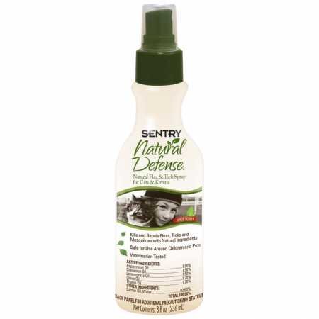 SENTRY Natural Defense Natural Flea and Tick Spray for Cats, 8 oz