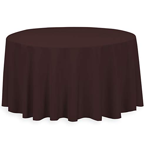 LinenTablecloth 132-Inch Round Polyester Tablecloth Chocolate