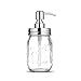 Bonris 16oz Clear Glass Jar Soap Dispenser with Stainless Steel Pump Classic Decor for Bathroom Kitchen Farmhouse Decor Great for Essential Oils, Lotions, Liquid Soaps