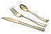 ASK 300 Disposable Gold Plastic Silverware Set, 100 Forks, 100 Spoons and 100 Knives – Heavy Duty Silverware for Weddings, Anniversaries, Birthdays, Picnics (Gold)