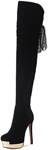 Hoxekle Women Winter Over The Knee Boot High Heel Suede Winter Warm Long Boot Fashion Elegant Thick Platform Casual Leisure Shoes