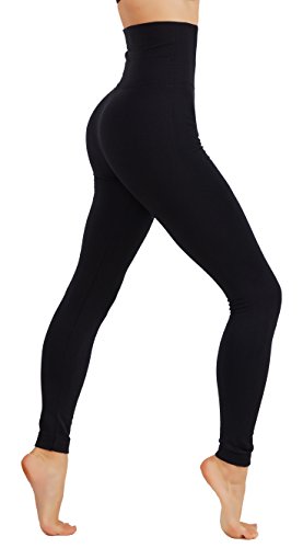 CodeFit Premium Thick Heavy Fleece High Waist Tummy Control Slimming Winter Thermal Leggings (S/M USA 2-6, CF/YW2-BLK)