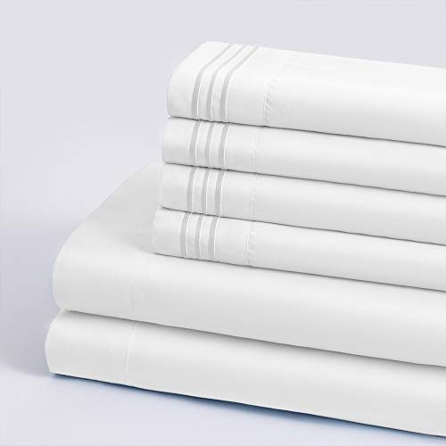 SAKIAO 6PC Queen Size Bed Sheets Set Brushed Microfiber 1800 Thread