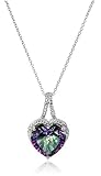 Sterling Silver Mystic Fire Topaz and Diamond Accent Heart Pendant Necklace, 18