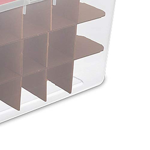 Sterilite 6 Pack 48 Quart Hinged Lid 270 Total Holiday Ornament Storage Boxes