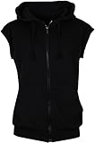Angel Cola Men's Sleeveless Hoodie Zip Up Cotton Vest Black L