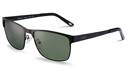 Carfia Retro Men's Sunglasses UV400 Protection Polarized Sunglasses with Metal Frame