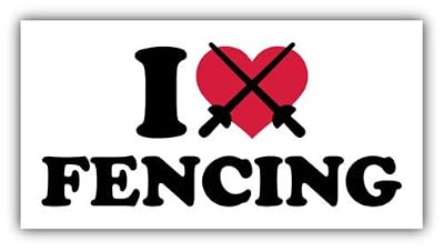Craftmag I Love Fencing Vinyl Sticker Decal Outside Inside Using for Laptops Water Bottles Cars Trucks Bumpers Walls, 6" x 3"