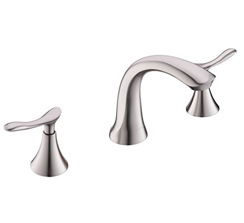 Comllen Best Modern Solid Brass Brushed Nickel 8 Inch Lavatory Widespread Bathroom Faucet, Bathroom Sink Faucet Without Pop Up Drain