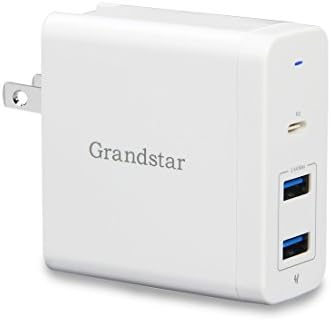 USB Type-C,3-Port 60W PD USB C Charger By Grandstar,1 PowerDelivery Port(PD2.0+QC3.0) for MacBook,Dell,HP Laptop, iPhone8/X,Nexus 5X/6P,LG,S8 and More,2 2.4A Max Ports for Ipad and Other Devices