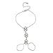 LUX ACCESSORIES Floral Handchain Bracelet Hand Chain Slave Double Ring
