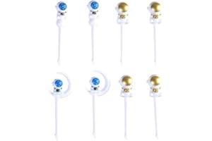 8Pcs Gold and Blue Astronaut Fruit Fork for Kids, Fun Bento Picks Fruit Food Toothpicks Cocktail Picks Bar Tools