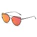 Women Fashion Twin-Beams Classic Metal Frame Mirror Sunglasses (Red)