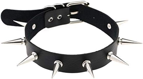 Accessories Women Men Spike Necklace Choker Vintage Girls Boys Round PU Leather Choker Lady Jewelry Gift Mengonee