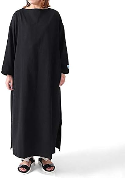 Amazon Co Jp Orcival オーシバル コットンモヨン ボートネックワンピース B235 レディース 1 Free Black 服 ファッション小物