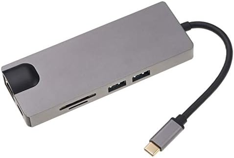USB C HUB,MEITA Aluminum Type C to HDMI 4K,VGA Gigabit Ethernet LAN RJ-45 Adapter for MacBook Pro/iMac/Surface Book 2/Lenovo Yoga/Hp Spectre Reader USB 3.02 + SD/TF Card+Type-C (8 in 1 HUB)