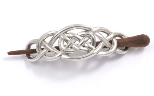 St Justin, Pewter Celtic Knot Hair-Slide With Rosewood Pin