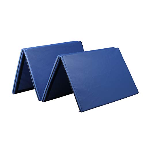 ZENOVA Gymnastics Mat 4'x10' Thick Large Folding Tumbling Gym Panel Crash Mats with Handles Women Home Gym Fitness (Pure Blue) - Thumbnail 7