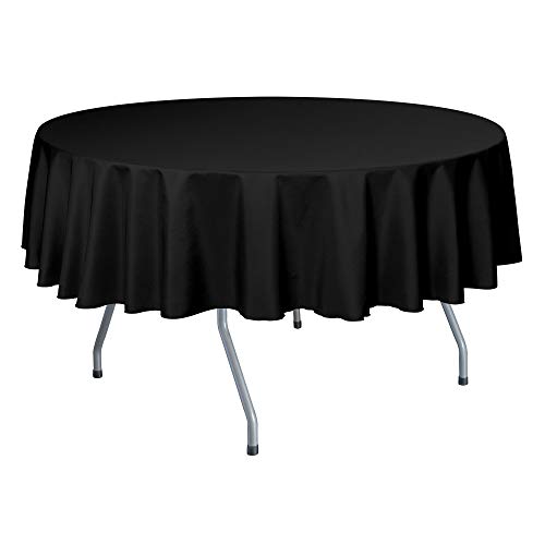 ULTIMATE TEXTILE -10 Pack- 60-Inch Round Polyester Linen Tablecloth - Fits Tables Smaller Than 60-Inches in Diameter, Black