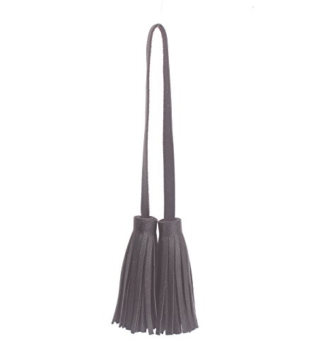 ZOONAI Women Leather Tassel Bag Tag Handbag Wallet Purse Decorations (Black)
