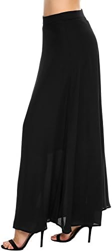 Chigant Women Classic Chiffon Maxi Long Skirt Ankle Length Beach Skirt(Not Elastic Waist)