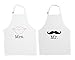 Kitsch n Charm Mr. and Mrs. Aprons with Mustache and Red Rhinestone Lips