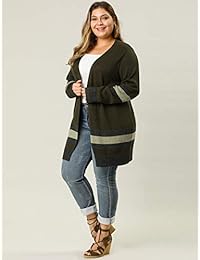 Agnes Orinda Cardigan - Sudadera para mujer (talla grande, apertura frontal, rayas)