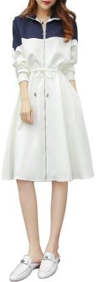 ワンピース レディース カジュアルワンピース スポーツ風 ドッキングワンピース ゆったり 体型カバー 膝丈 春ワンピース 長袖 大きいサイズ ワンピース チュニック 通販 Amazon
