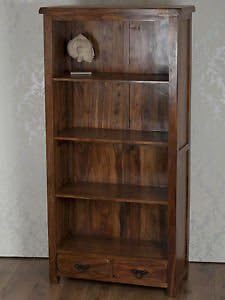 Classically Modern Dark Wood Valencia Solid Sheesham Rosewood Open Bookcase Display Cabinet Living Dining Room Furniture