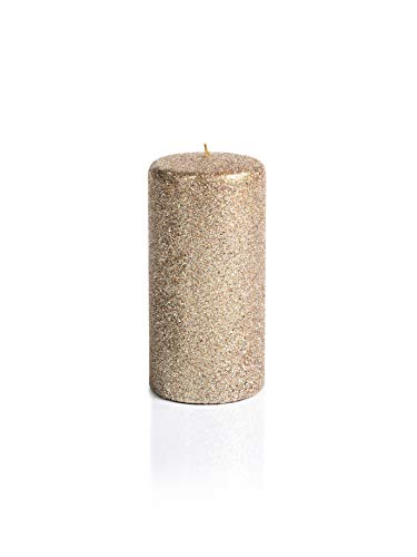 Zodax 6" Tall Wax Pillar, Gold Glitter (Set of 2) Candles