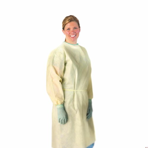 Medline NONLV200M AAMI Level 2 Isolation Gowns, Latex Free, Medium, Yellow (Pack of 100)