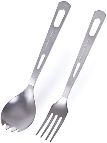 Boundless Voyage Camping Utensils Ultralight Titanium Cutlery Set of Spoon, Fork, Spork, Knife and Chopsticks With Packing bag