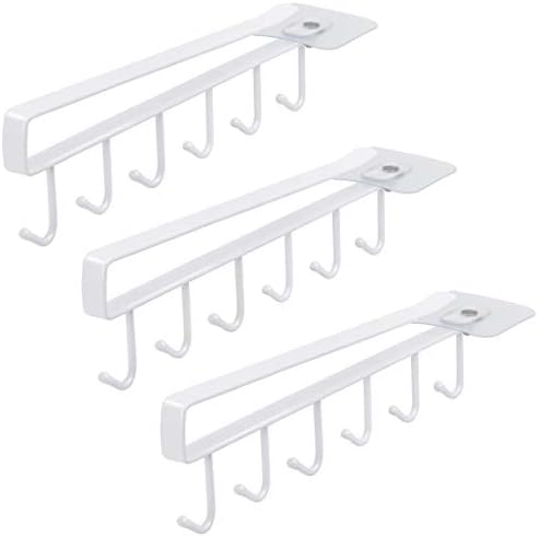 6-Hook Underneath Cupboard Mug Hanger (a- 3pcs White)