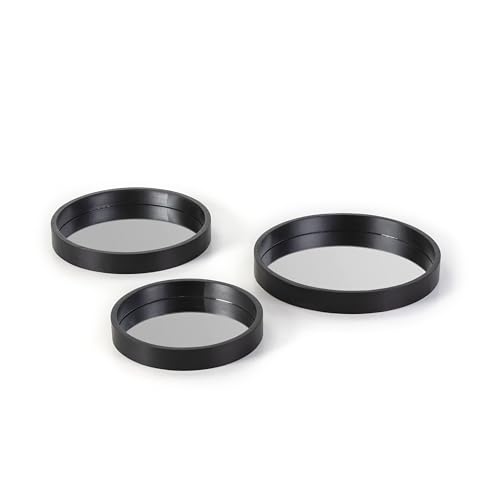 SET/3 BANDEJA 40X5 CM / 36X5 CM / 30X5 CM CRISTAL/MADERA NEGRO