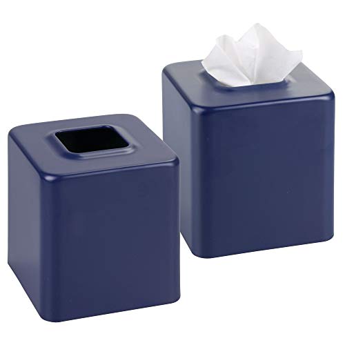 mDesign Modern Square Metal Paper Facial Tissue Box Cover Holder for