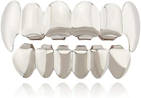Ballylelly Solid Color Hip Hop Teeth Grill Set Electroplate Vampire Grill Sets Hollow Out Top Bottom Dental Grills Body Jewelry